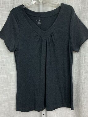 Lane Bryant Charcoal V-Neck Short Sleeve Top